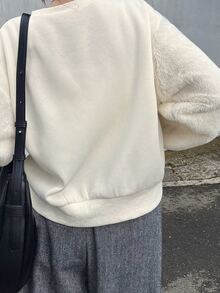 FRIFUL 女款純色休閒百搭日常穿著長袖衛衣 秋季 - 白色 - 查看 4