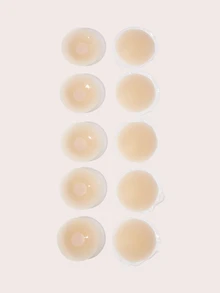 SHEIN Invisible Nipple Cover, Skin Friendly Self-Adhesive Reusable Silicone Breast Pasties For Women Strapless Backless Deep V Dress Summer Wedding Party - Apricot - View 8
