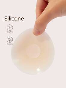 SHEIN Invisible Nipple Cover, Skin Friendly Self-Adhesive Reusable Silicone Breast Pasties For Women Strapless Backless Deep V Dress Summer Wedding Party - Apricot - View 5