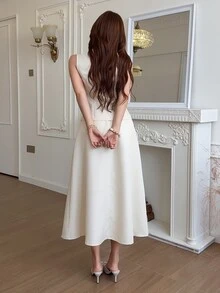 Feyla Women's 3D Floral Decor Single-Breasted Vest And Skirt Elegant French 2 Pieces Set Wedding Brunch Beige Summer - Light Yellow - View 10
