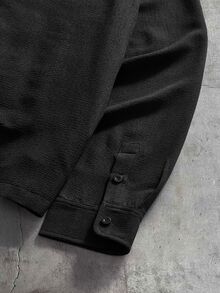 AXEPEAK Men's Solid Color Casual Versatile Daily Wear Long Sleeve Shirt - Black - View 7