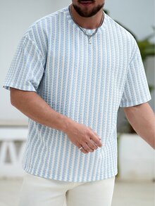 Manfinity CasualCool 男士针织多色世界杯假日T恤 - 藍色 - 查看 6