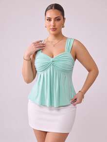 Hourglow Plus Size Women Tops - Green - View 4