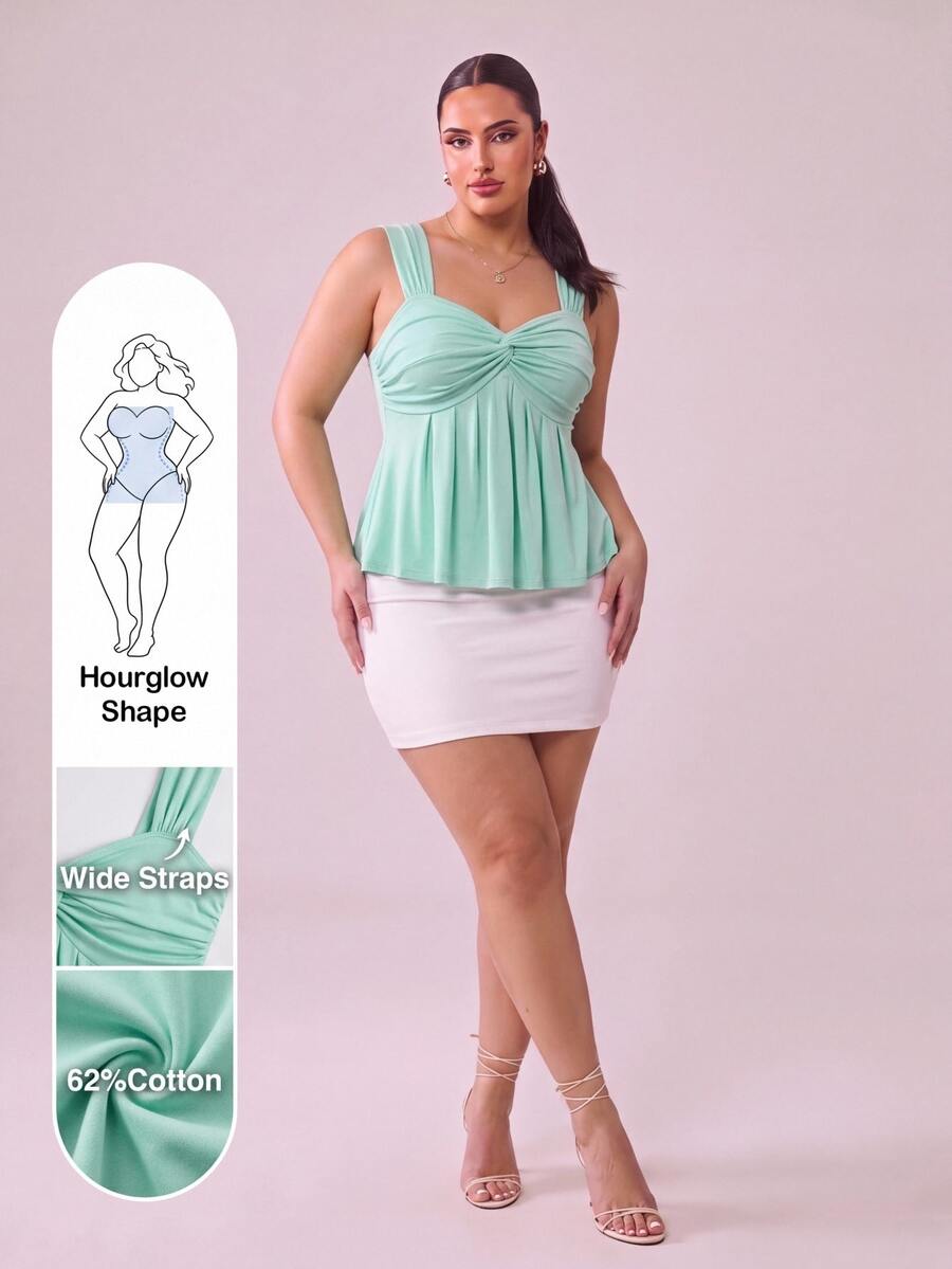 Hourglow Plus Size Women Tops - Green - View 1