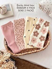 Young Girl RANDOM 4pcs Kids PACK 2 Packs, Vintage Sweet Cute Mini Heart Leopard Print Floral Print, Girls Toddl - Multicolor - View 7