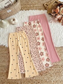 Young Girl RANDOM 4pcs Kids PACK 2 Packs, Vintage Sweet Cute Mini Heart Leopard Print Floral Print, Girls Toddl - Multicolor - View 8