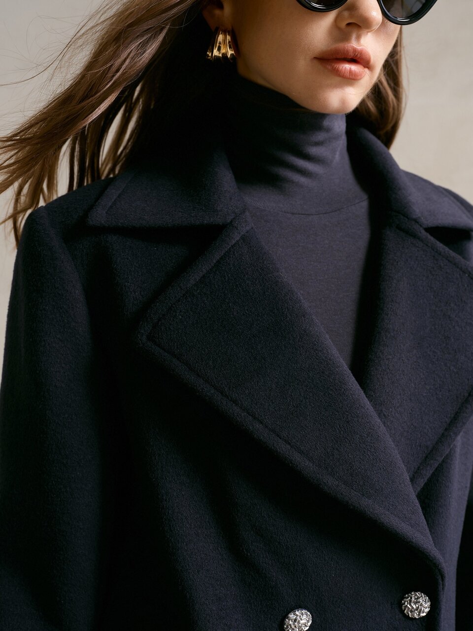 MOTF WOMEN'S DOUBLE-BREASTED LAPEL WOOL OVERCOAT, AUTUMN/WINTER