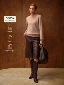 MOTF WOMEN'S 100% CASHMERE SWEATER - Khaki - View 4