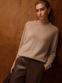 MOTF WOMEN'S 100% CASHMERE SWEATER - Khaki - View 6