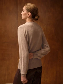 MOTF WOMEN'S 100% CASHMERE SWEATER - Khaki - View 3
