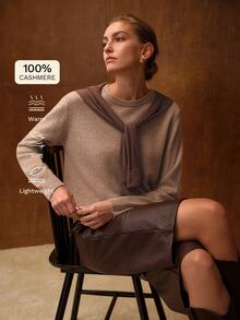 MOTF WOMEN'S 100% CASHMERE SWEATER - Khaki - View 1