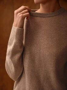 MOTF WOMEN'S 100% CASHMERE SWEATER - Khaki - View 2