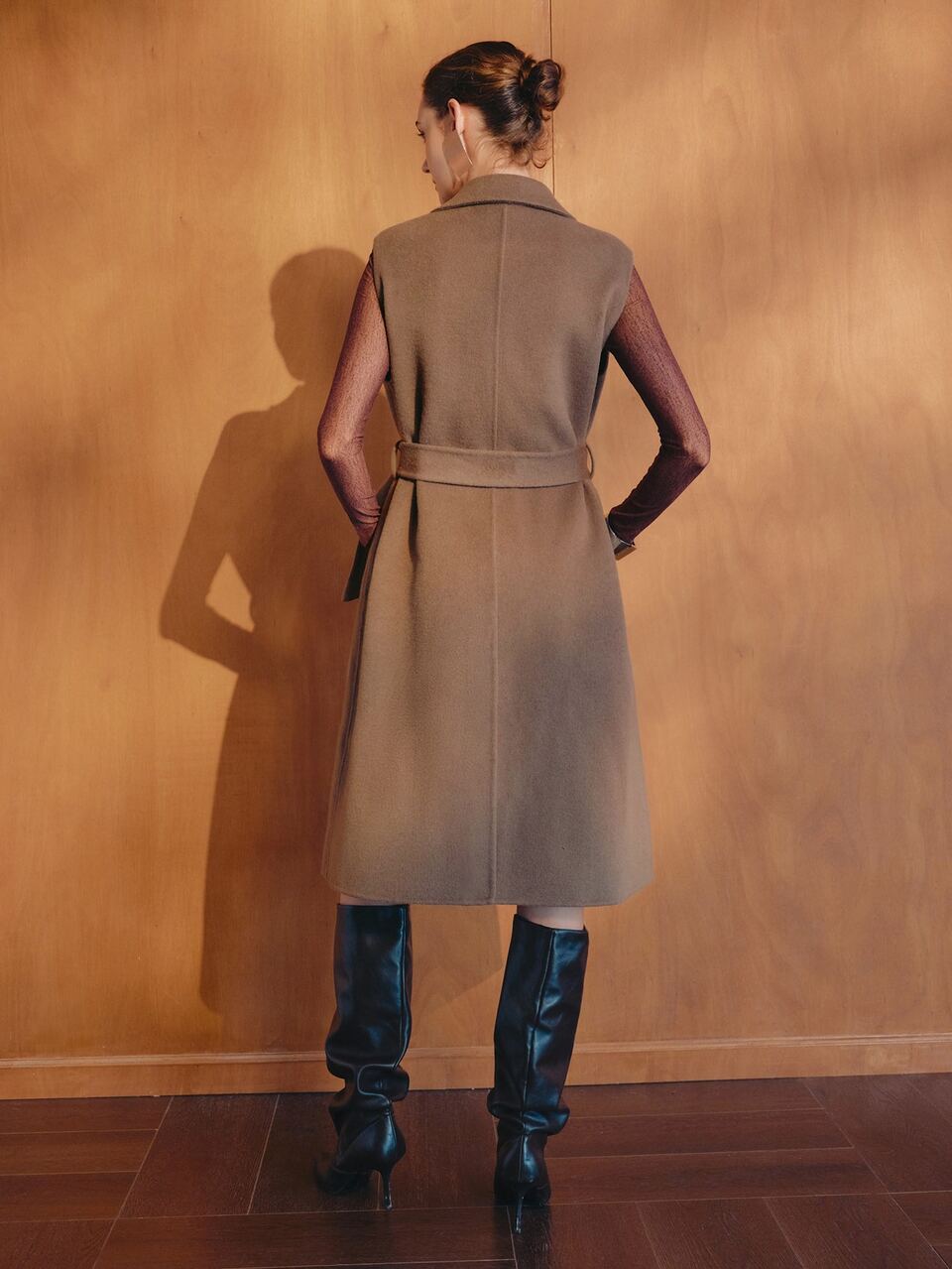MOTF CLASSIC SLEEVELESS DOUBLE-FACED WOOL OVERCOAT