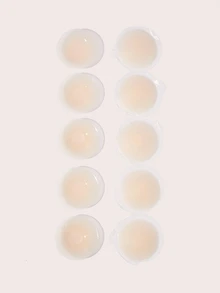 SHEIN 隱形乳貼，親膚自黏可重複使用矽膠胸貼，適合女性穿無肩帶、露背、深V洋裝，夏季婚禮派對使用 - 米色 - 查看 6