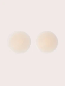 SHEIN 隱形乳貼，親膚自黏可重複使用矽膠胸貼，適合女性穿無肩帶、露背、深V洋裝，夏季婚禮派對使用 - 米色 - 查看 2