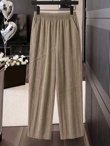 EMERY ROSE Cotton High Waist Patch Pocket Casual Solid Color Cuffed Ankle Harem Pants Fall - Camel - View 6
