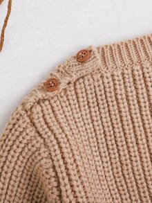 Cozy Pixies Newborn Baby Boy Baby Girl Letter Pattern Knit Soft Crew Neck Long Sleeve Pullover Autumn Top Elastic Waist Long Pants Sweater 2 Pieces Set - Khaki - View 7