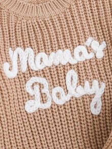 Cozy Pixies Newborn Baby Boy Baby Girl Letter Pattern Knit Soft Crew Neck Long Sleeve Pullover Autumn Top Elastic Waist Long Pants Sweater 2 Pieces Set - Khaki - View 3