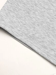 SHEIN Teen Girl Teen Girls Knit Colorblock Casual Drawstring Sweatpants - Light Grey - View 5