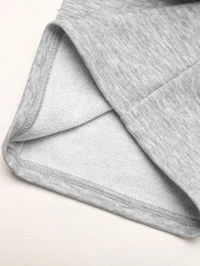 SHEIN Teen Girl Teen Girls Knit Colorblock Casual Drawstring Sweatpants - Light Grey - View 7