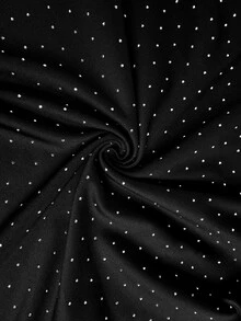 Comfylo Camiseta de talla grande para mujer con lunares, hombro asimétrico, ajuste ceñido, versátil, casual, estilo sexy de los 70, para uso diario, citas y fiestas, en blanco y negro, top brillante de otoño - Negro - Ver 9