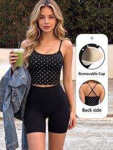 Dewbera Dewbera Tank Top Olahraga Wanita Motif Polkadot dengan Bagian Belakang Silang - MultiWarna - View 1