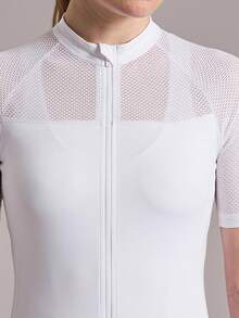 SHEIN Cheerettes 女款純色短袖單車上衣 - 白色 - 查看 1