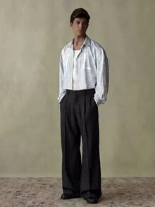 ESTAVOR 男士褶裥口袋休闲宽松日常裤 - 黑色 - 查看 4