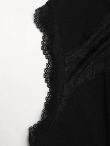 SHEIN Teen Girls Black Contrast Lace Trim Elegant Dress - Black - View 6