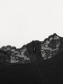 SHEIN Teen Girls Black Contrast Lace Trim Elegant Dress - Black - View 9
