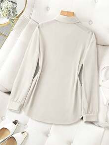 Franclia Collar Basic Transparent Solid Color Minimalist Shirt - Apricot - View 2