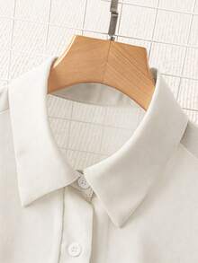 Franclia Collar Basic Transparent Solid Color Minimalist Shirt - Apricot - View 4