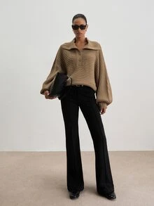 ATUI Studio Women's Solid Color Casual Versatile Daily Wear Long Sleeve Sweater - Camel - View 5