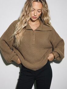 ATUI Studio Women's Solid Color Casual Versatile Daily Wear Long Sleeve Sweater - Camel - View 1