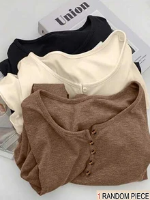 SHEIN Sparklyn 女童短袖休閒 INS 風舒適寬鬆百搭 Polo 條紋 T 恤 - 棕色 - 查看 1
