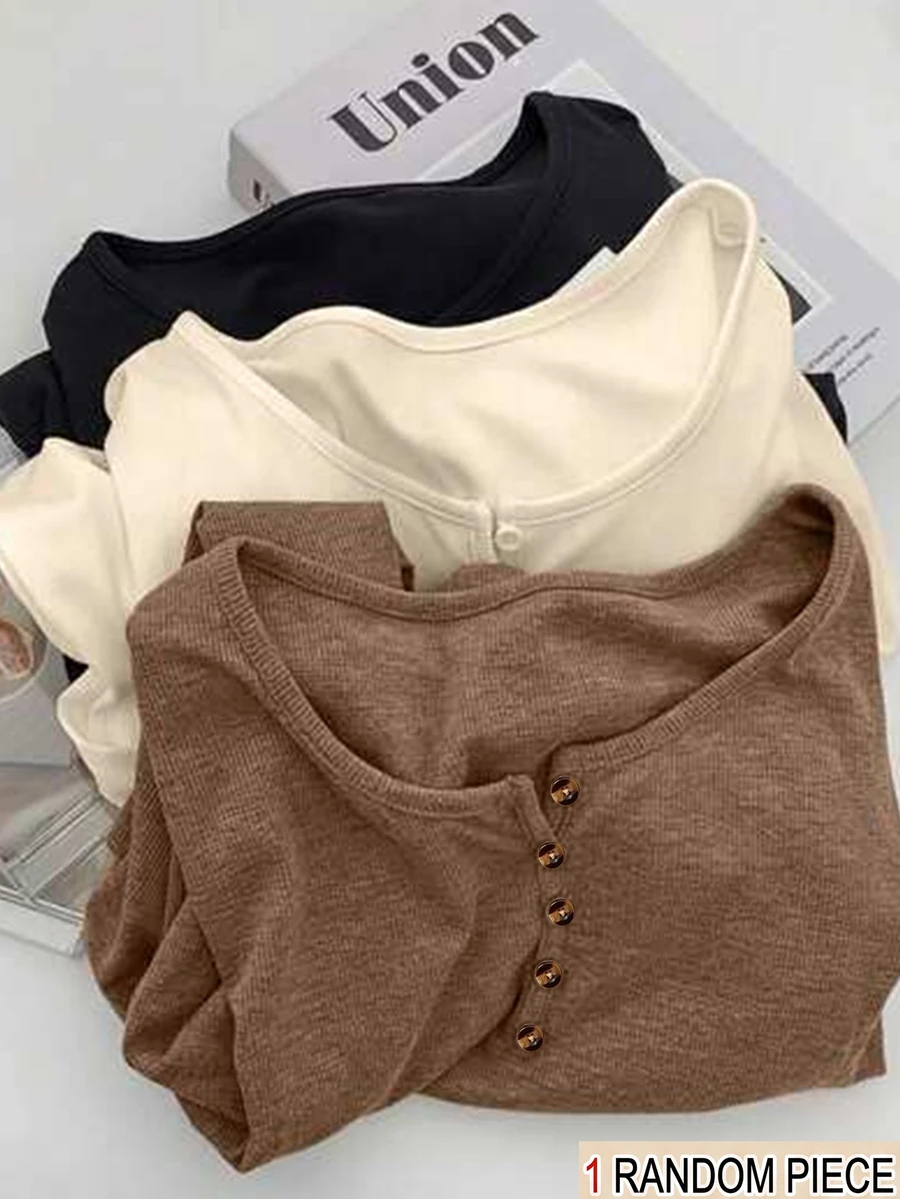 SHEIN Sparklyn 女童短袖休閒 INS 風舒適寬鬆百搭 Polo 條紋 T 恤 - 棕色 - 查看 1