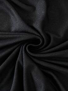 GlowEve CURVE Women's Solid Color Round Neck Short Sleeve Lace Hem Fashion T-Shirt - Black - View 4