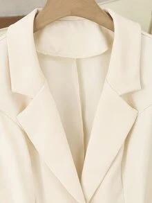 Franclia 女士优雅法式风格翻领无袖修身西装外套搭配高腰百褶中长裙两件套，适合工作场合穿着 - 棕色 - 查看 5