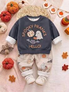 Kids Casual Crew-Neck Pullover Autumn Sweatshirt Kids For Infants And Toddlersperfect For Halloween And Parties. - Multicolor - View 3
