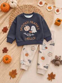 Kids Casual Crew-Neck Pullover Autumn Sweatshirt Kids For Infants And Toddlersperfect For Halloween And Parties. - Multicolor - View 4