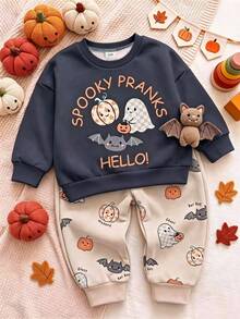 Kids Casual Crew-Neck Pullover Autumn Sweatshirt Kids For Infants And Toddlersperfect For Halloween And Parties. - Multicolor - View 1