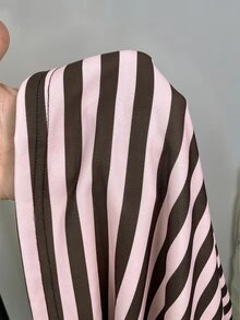 SHEIN EZwear 女款休閒舒適淡粉色與咖啡棕條紋針織長袖衛衣，秋冬款 - 粉色 - 查看 9