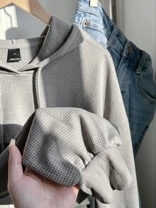SHEIN EZwear Plus Size Light Gray Knit Ultra Cropped Sweatshirt - Light Grey - View 5