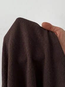 Muchica Plus Size Women's Minimalist Textured Button-Up Cropped Shirt - Brown - View 8