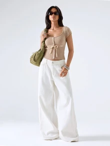 LYSMO Cardigan Wanita Warna Polos Kasual Serbaguna untuk Pemakaian Sehari-hari - Khaki - View 5