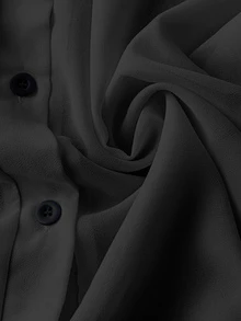 Franclia Collared Basic Solid Color Minimalist Front Button Long Sleeve Shirt Button-Up Shirt Women's Sheer Shirt - Dark Grey - View 6