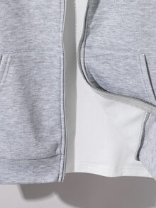 SHEIN 青少年男孩拉鍊休閒百搭日常穿著長袖衛衣 - 彩色 - 查看 5