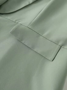 GlowEve CURVE 大尺碼翻領短袖優雅休閒通勤西裝外套 辦公室度假適用 鼠尾草綠 夏季 - 綠色 - 查看 4