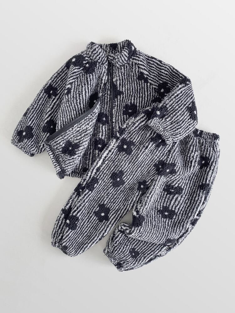 Maija Kids Maija Kids Bộ phối áo hoodie và áo nỉ thu cho bé gái nhỏ - Đen và trắng - Xem 1