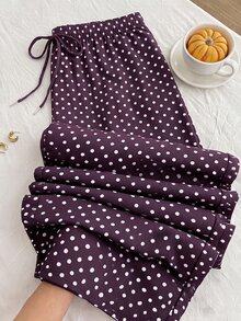Comfortcana Autumn/Winter Dark Purple Striped Casual Traditional Versatile Drawstring Plus Size Pants Formal Vacation - Chocolate Brown - View 6